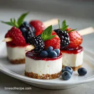 Berry Cheesecake Dessert Kabobs: Silky Handheld Party Skewers