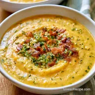 Creamy Corn and Zucchini Soup with Bacon