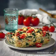 Greek Chicken Orzo Casserole with Lemon Spinach and Tomatoes: One-Pot Baked