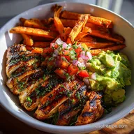 Grilled Herb Chicken Bowl with Sweet Potato Fries for 4