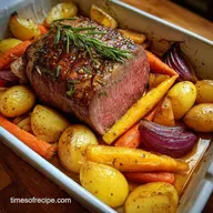 Roast Beef Root Vegetable SheetPan Dinner Oven-Only Baked
