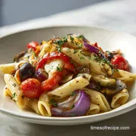 Vegan Pasta Dish with Roasted Vegetables for 4 Servings