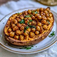Easy Chickpea Stuffed Sweet Potatoes