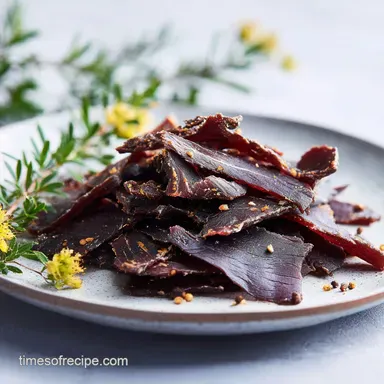 Biltong Recipe: Authentic Home-Cured Tender Beef Jerky Style Recipe Card