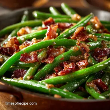 Canned Green Beans: Easy Side Dish with Smoky Bacon and Tangy Glaze Recipe Card