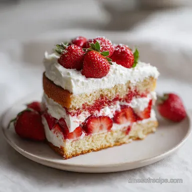 Strawberry Shortcake Cake: A Tender Layer Cake with Fresh Cream Recipe Card