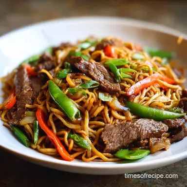Homemade Beef Chow Mein Better Than Takeout with Garlic Recipe Card