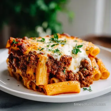 Beef Rigatoni Cheese Bake with Ricotta (45 Min) Recipe Card
