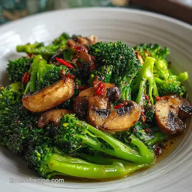 Broccoli and Mushroom Stir Fry for 4 Servings Recipe Card