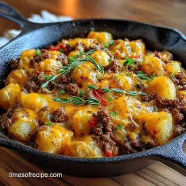 Cheesy Beef and Potatoes One-Pot Roasted
