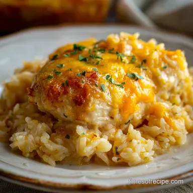 Cheesy Chicken and Rice Casserole Recipe: Baked Recipe Card