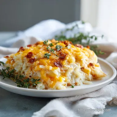 Hashbrown Casserole with Crispy Baked Edges Recipe Card