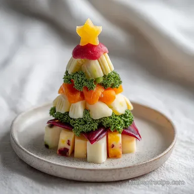 Christmas Tree Cheese Platter Recipe for 11 Servings Recipe Card