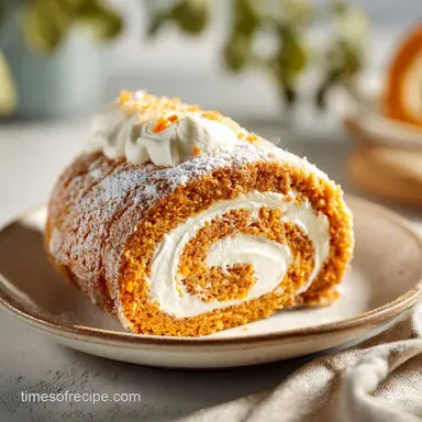Carrot Cake Roll with Cream Cheese Filling for 10 Servings Recipe Card