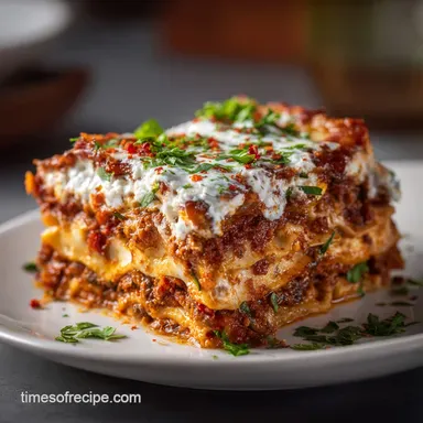Lasagna With Cottage Cheese Recipe for 8 Servings Recipe Card