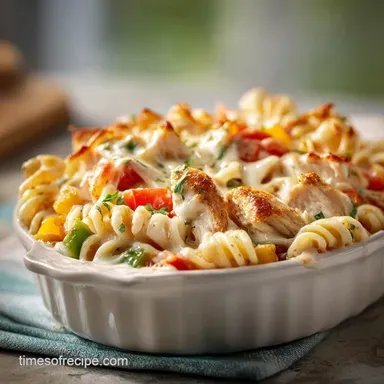 Crazy Good Chicken Pasta Casserole for 6 Servings Recipe Card