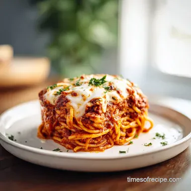 Baked Spaghetti Recipe with Cream Cheese for 8 Recipe Card