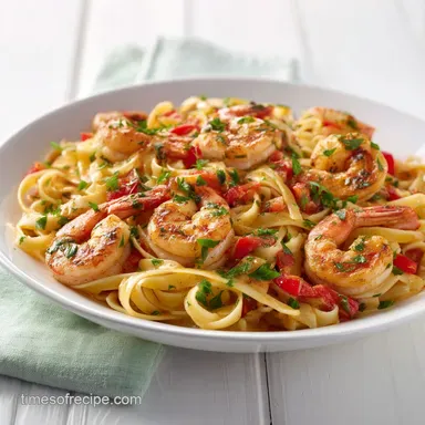 Creamy Cajun Shrimp Pasta for 4 Servings Recipe Card
