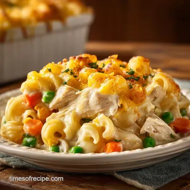 Chicken Noodle Casserole Easy Creamy Recipe: Baked Recipe Card