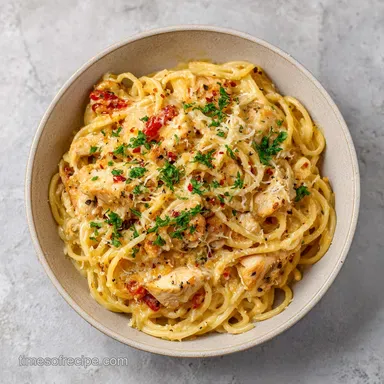 Creamy Chicken Spaghetti in 40 Minutes for 8 Servings