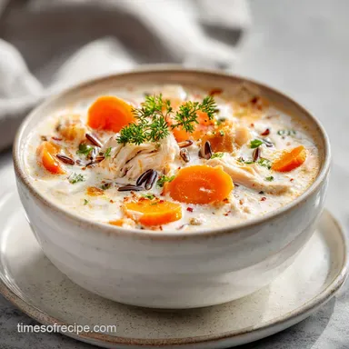 Chicken Wild Rice Soup: Creamy and Hearty for 8 Servings Recipe Card