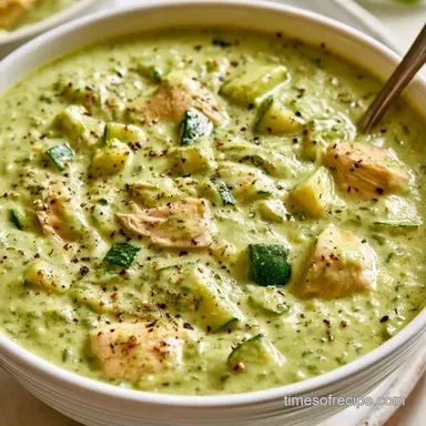 Creamy Chicken and Zucchini Soup One-Pot Recipe Card