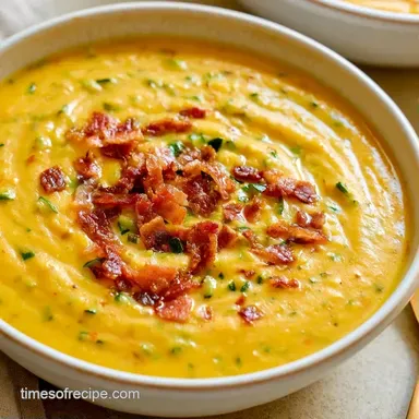 Creamy Corn and Zucchini Soup with Bacon Recipe Card