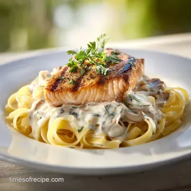 Creamy Salmon Pasta in 25 Minutes Recipe Card