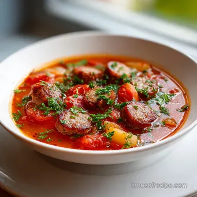 Creamy Italian Sausage Soup Ready in 30 Minutes Recipe Card
