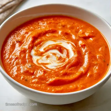 Creamy Red Pepper Soup in 45 Minutes Recipe Card