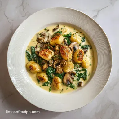 Creamy Spinach Mushroom Gnocchi: One-Pot Recipe Card