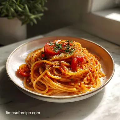 Creamy Tomato Garlic Pasta to Whip in 17 Mins Recipe Card