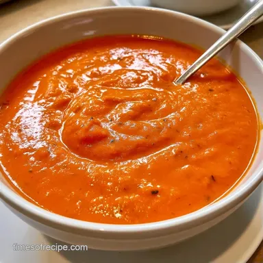 Creamy Tomato Vegetable Soup for 4 Bowls Recipe Card