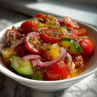 Cucumber Tomato Onion Salad: Ultra-Crisp & Zesty Recipe Card