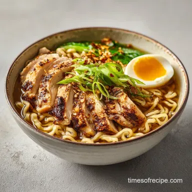 Ramen Noodle Bowl in 20 Minutes with Tender Poached Chicken Recipe Card
