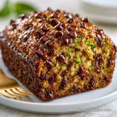 Easy Chocolate Chip Zucchini Bread Loaf Recipe Card