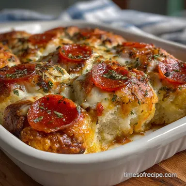 Easy Pizza Biscuit Casserole: Oven-Only Crispy Bake Recipe Card