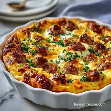 Egg Casserole Recipe with Sausage: Ready in 1 Hour 5 Mins Recipe Card