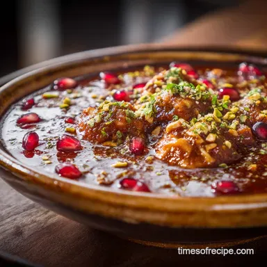 Persian Cuisine Recipes: Silky Fesenjān Walnut Stew Recipe Card