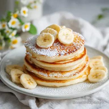 Banana Pancakes Recipe Fluffy Easy for 4 Servings Recipe Card