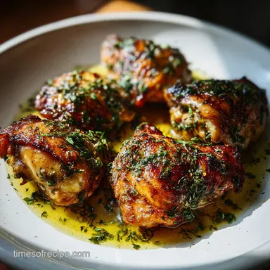Garlic Butter Chicken Thighs Recipe for 4 Recipe Card