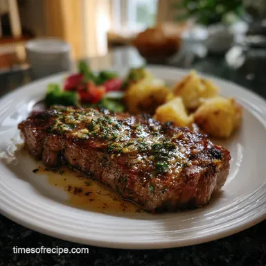 New Years Eve Easy Dinner Idea with Garlic Butter Steak Recipe Card
