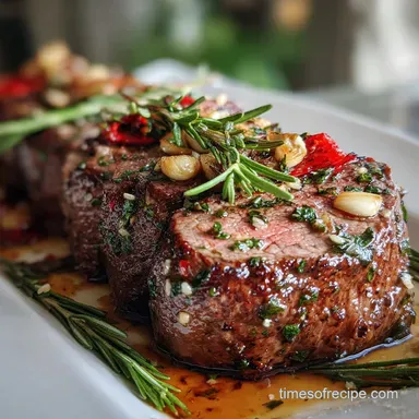Beef Tenderloin with Garlic and Herbs: Oven Roasted for 1 Hour 5 Minutes Recipe Card