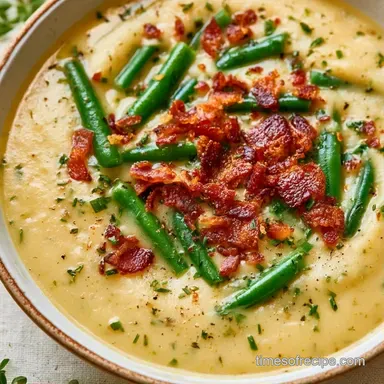 Green Bean Potato Soup with Bacon Recipe Card