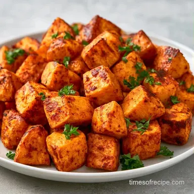 Healthy Roasted Sweet Potato Cubes (40m) Recipe Card