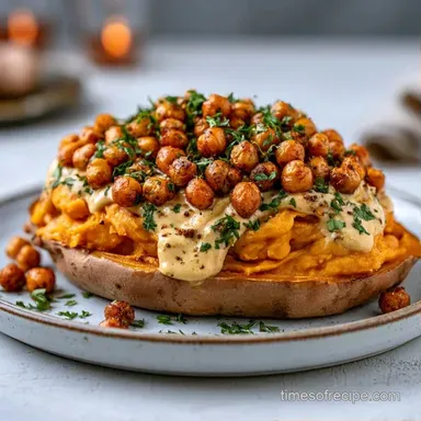 Stuffed Sweet Potatoes with Chickpeas Recipe Card