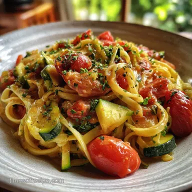 Healthy Tomato Zucchini Pasta Recipe for 4 Recipe Card