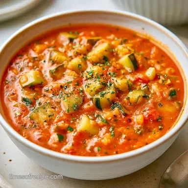 Healthy Zucchini Tomato Soup for 4 Servings Recipe Card