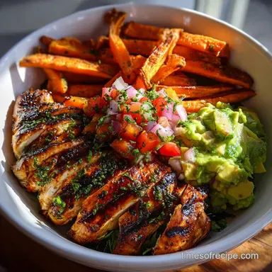Grilled Herb Chicken Bowl with Sweet Potato Fries for 4