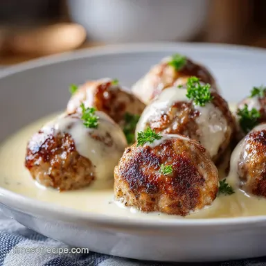 Swedish Meatballs with Creamy Sauce Recipe Card